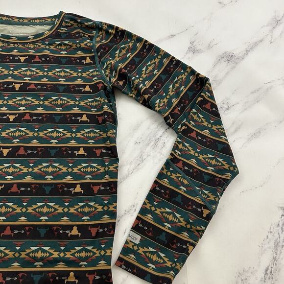 Terramar Womens Long Sleeve Top Size XL Green Brown Southwest Western Print - Picture 3 of 11